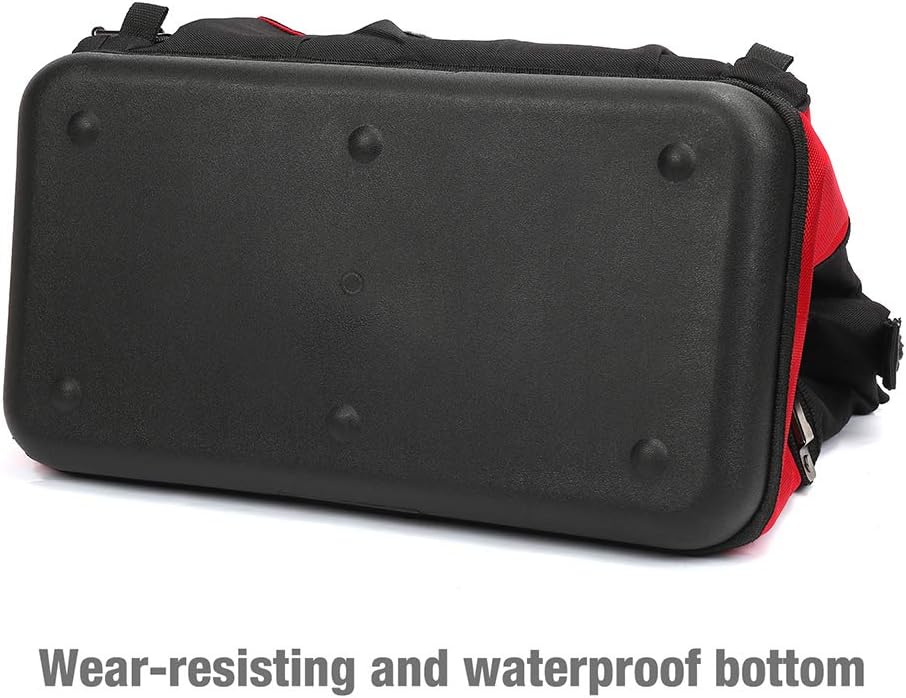WORKPRO 16" Top Wide Mouth Tool Bag with Water Proof Rubber Base, Multi-Compartment, 46 Pockets, For Tool Organizer & Storage, W081122A - - 