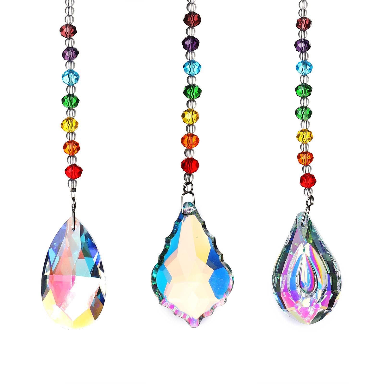 Wisolt 3 Pcs Hanging Crystals Beads Ball pendants suncatcher prisms Wind Chimes Garden Ornaments Outdoor Decor Rainbow Maker Angel Tears for Window Home Yard Accessories Birthday Present