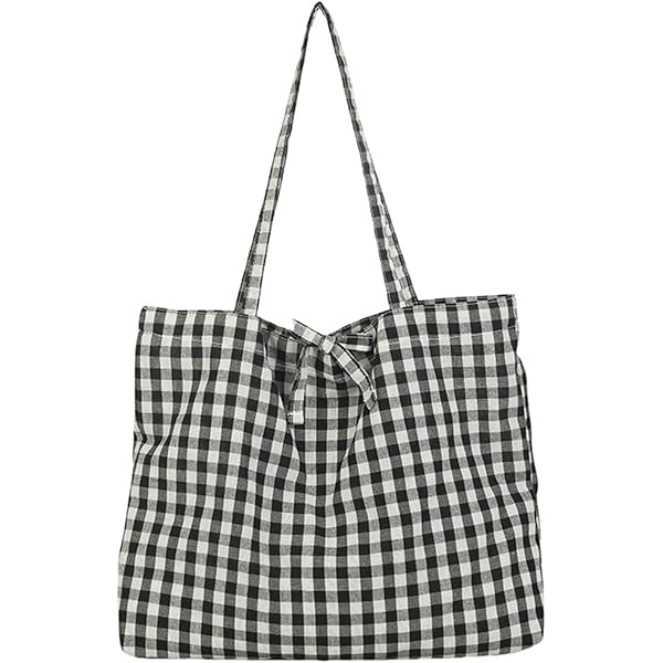 Joyhey Small Plaid Canvas Tote Bag - Green Eco-Friendly Reusable Shopping Or Beach Bag, 8.6"x12.6"x3.1" - View #5