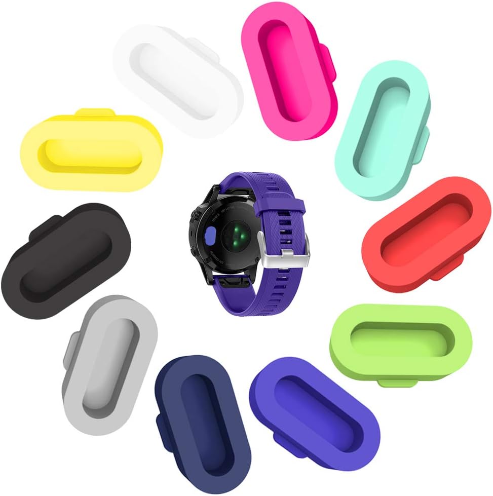 (10-Pack) Anti-dust Plugs Compatible with Garmin Vivoactive 4S/Fenix 7/7X/7S/Venu 3/Venu 2 Plus/epix Pro/Instinct 2S/Forerunner 965 Dust Plugs