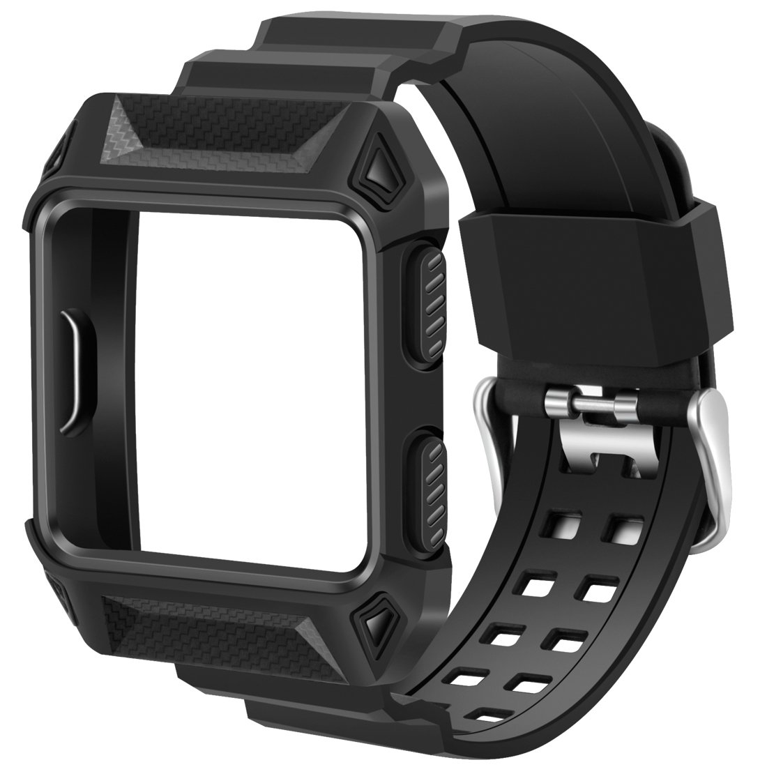 iitee Replacement for Fitbit Ionic Straps, Breathable Shockproof TPU Protective Frame Case with Strap Band for Fitbit Ionic Smart Fitness Watch Accessory (Black)