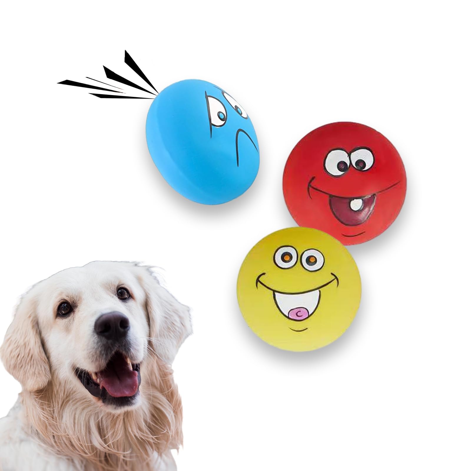 JEHANOIRY 3PCS Squeaky Dog Ball Toys, Interactive Latex Rubber Dog Squeaky Toy, Fetch Play Balls Pet Training Ball High Bounce Ball for Small and Medium Dog