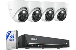 REOLINK 12MP PoE Security Camera System, 4pcs H.265 Wired Surveillance IP Cameras for Outdoor Home, Person Vehicle Pet Detect