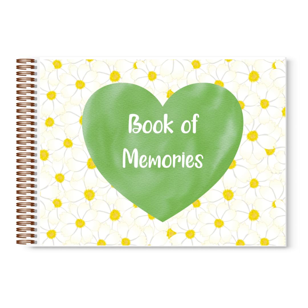 Cosmos Flowers Book of Memories | Memory Book | Guestbook for Funerals, Weddings, Birthdays, Baby Shower | Celebrations | A4 Spiral Bound | 80 Pages | Book of Condolence |Scrapbook | Photo Album