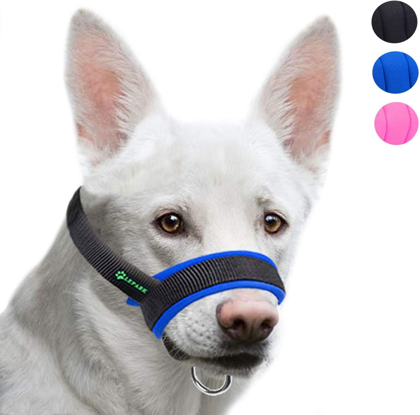 Lepark Dog Muzzle with Fabric for Small, Medium and Large Dogs, Anti Biting, Chewing, Adjustable Neck, Breathable(XL, Blue)