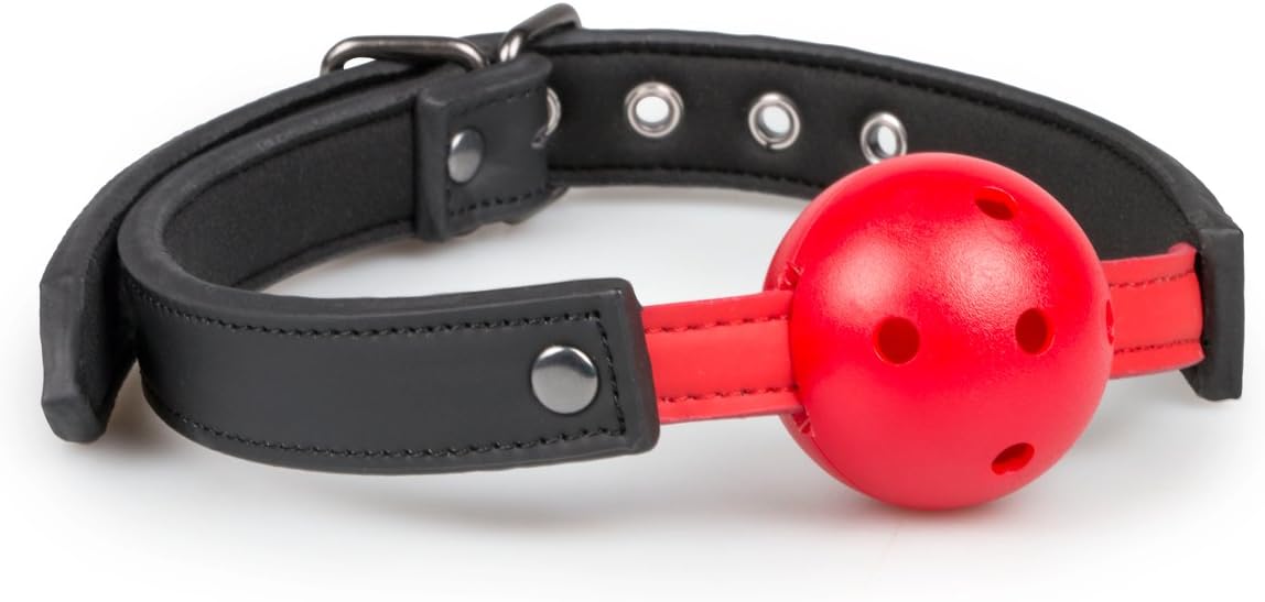 Easytoys Fetish Collection Domination Toys Red Ball Gag with PVC Ball, Mouth Ball Gags - Image 5
