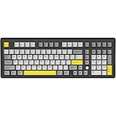 NACODEX Ajazz AK980 Grey Yellow Wireless Mechanical Gaming Keyboard,Tri-Mode BT5.0/2.4GHz/USB-C Hot Swappable Custom Keyboard RGB Backlit Computer Gaming Keyboards for PC/Tablet/PS/Xbox