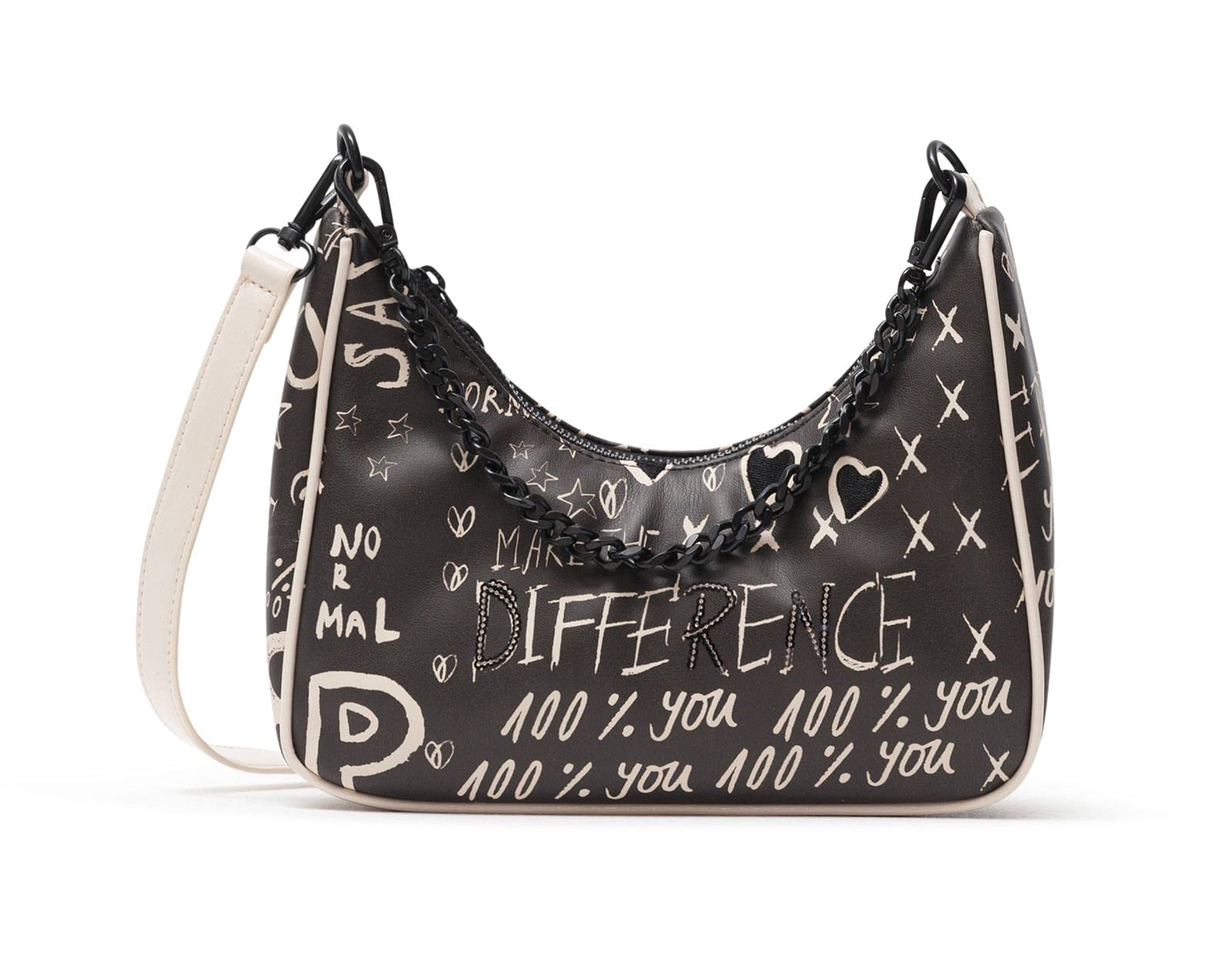 Desigual Women's PU Shoulder Bag, Black, U