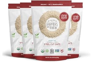 One Degree Organic Foods Sprouted Steel Cut Oats, USDA Organic, Non-GMO Gluten Free Oatmeal, 24 oz., 4 Pack