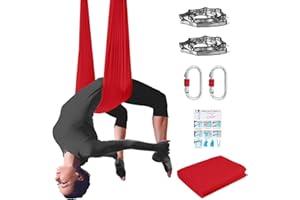 PRIOR FITNESS Low Stretch Aerial Yoga Hammock Kit 4.4 Yards Aerial Silk For Professional Yoga Instructors,Yoga Swing Set,Improve your Flexibility & Core Strength,Yoga Starter Kit
