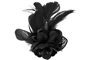 SONG QING Women's Fascinator Feather Flower Pin Brooch Corsage Bridal Hairband Derby Hat Cocktail Party Wedding