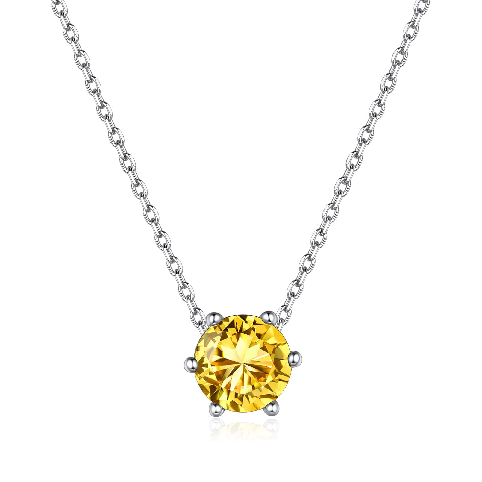 ChicSilver November Birthstone Pendant Necklace for Women Mom 925 Sterling Silver Simulated Yellow Topaz Jewelry