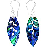 Abalone Shell Dangle Earrings for Women Sterling Silver 925 - Unique Vintage Beach Boho Earrings - Costume Jewelry Anniversary Valentines Day Gifts for Womens