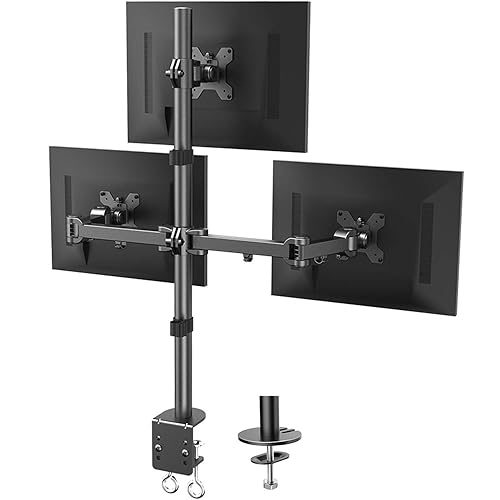 HUANUO Triple Monitor Stand - Fully Adjustable for 3 Computer Screens ...