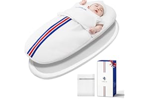 Evoceler Baby Swaddle Sleep Sack - 1.0 TOG Swaddle with Temperature Monitor & Supportive Mattress, Organic Cotton Wearable Blanket, Soft and Breathable, Reduces Startle Reflex