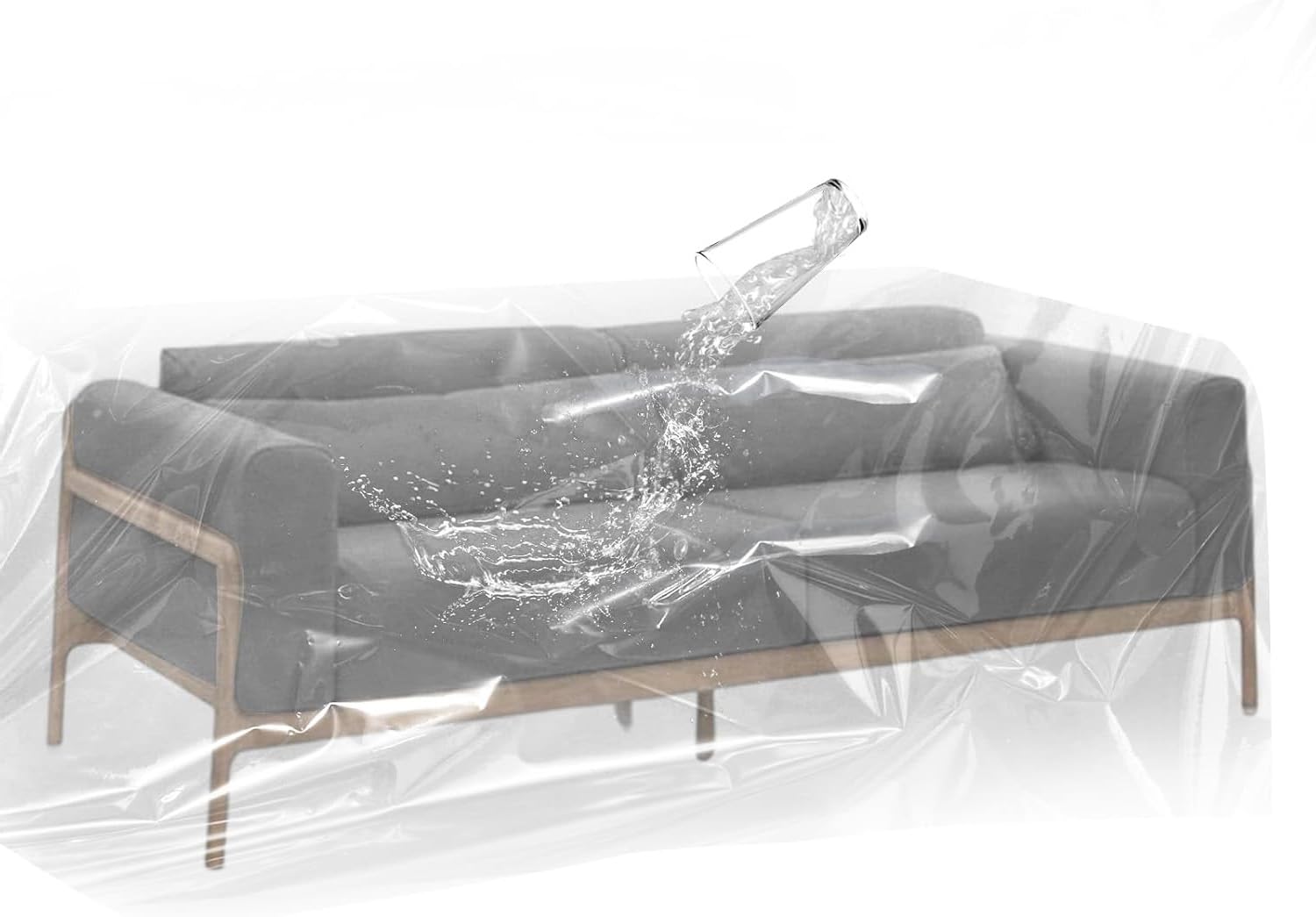 TUAKIMCE 1PCS Plastic Sofa Cover, 3m x 2m Sofa Storage Bag, Heavy Duty Waterproof Sofa Protection Cover, Furniture Proof Dust Cover Couch Cover, Moving Sofa Cover for Sofas, Bed,Couch,Ground