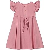 Niyage Girls Flutter Sleeve Dress Toddler Elegant Ruffle Button Down Casual Dresses