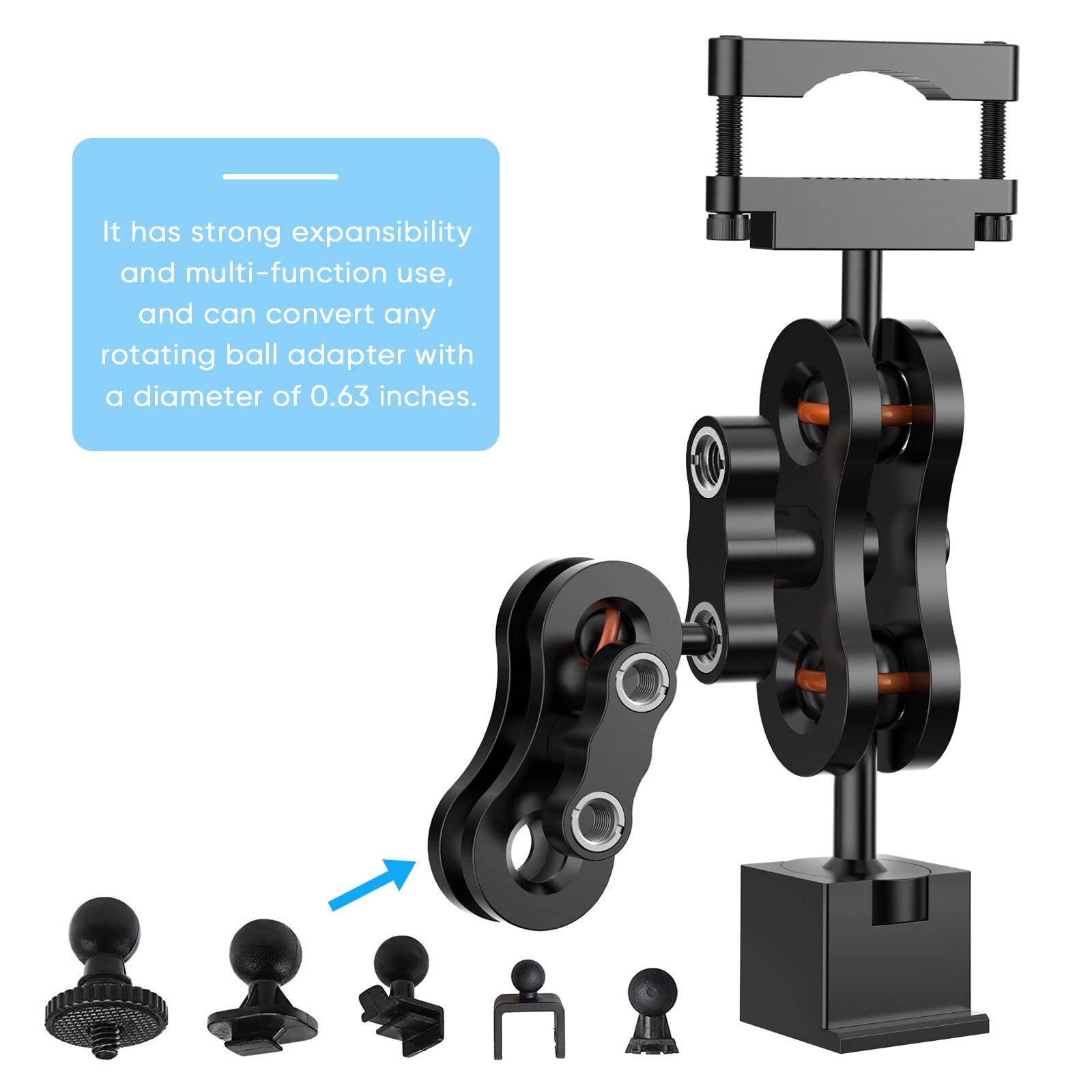 Radar Detector Mount,Aluminum Rearview Mirror Rod Radar Bracket,for Escort Max360c,Max 3, X IXc,Redline EX Beltronics Cobra DualPro GT 360 Radar Detector,with EZ Magnet Connection Base