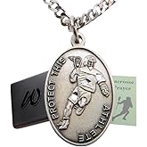 Westmon Works Lacrosse Medal Necklace for Men with St Sebastian Pewter Medallion Stainless Steel Chain Boxed Set with Prayer Card Saint Expressions Premium Jewelry for Athletes