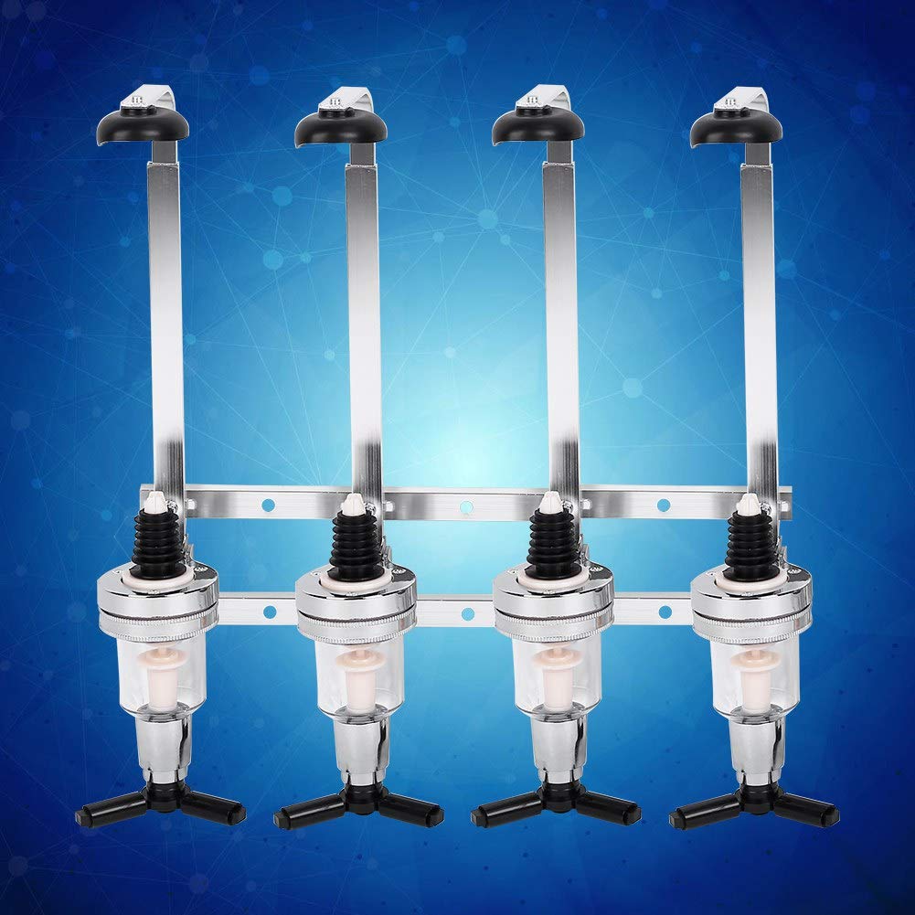 Wakects Wall Mounted Bottle Stand, Drinks Wine Dispenser 4 Bottle Spirits Optic Brackets Dispenser Rack Alcohol Spirit Measure Barware Sets for Home Bar