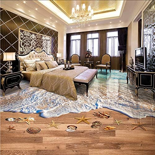 Qwerlp Custom Modern Simple Beach Wood Board 3D Floor Tiles Mural Wallpaper PVC Vinyl Waterproof Self-Adhesive 3D Flooring Wall Papers-280X200CM
