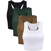 Boao 4 Pieces Basic Crop Tank Tops Sleeveless Racerback Crop Top for Women