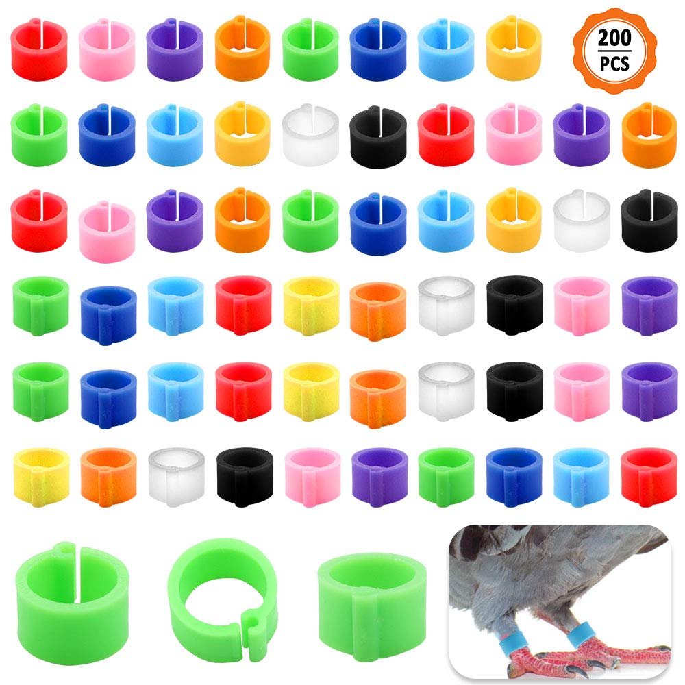 Huayue 200 PCS Pigeon Foot Ring, Bird Foot Rings Parrot Leg Bands Foot Clip Ring Bands for Pigeon Chick Bantam Dove Small Poultry, Mixed Color