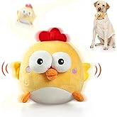 VOXGET Interactive Dog Toy Ball, Upgrade Automatic 1.5H Jump Plush Toy with Removable Zipper for Small Large Dogs, Rechargeable Squeaky Move Bounce Ball for Pets Keep Busy, No Loud Music (Chicken)