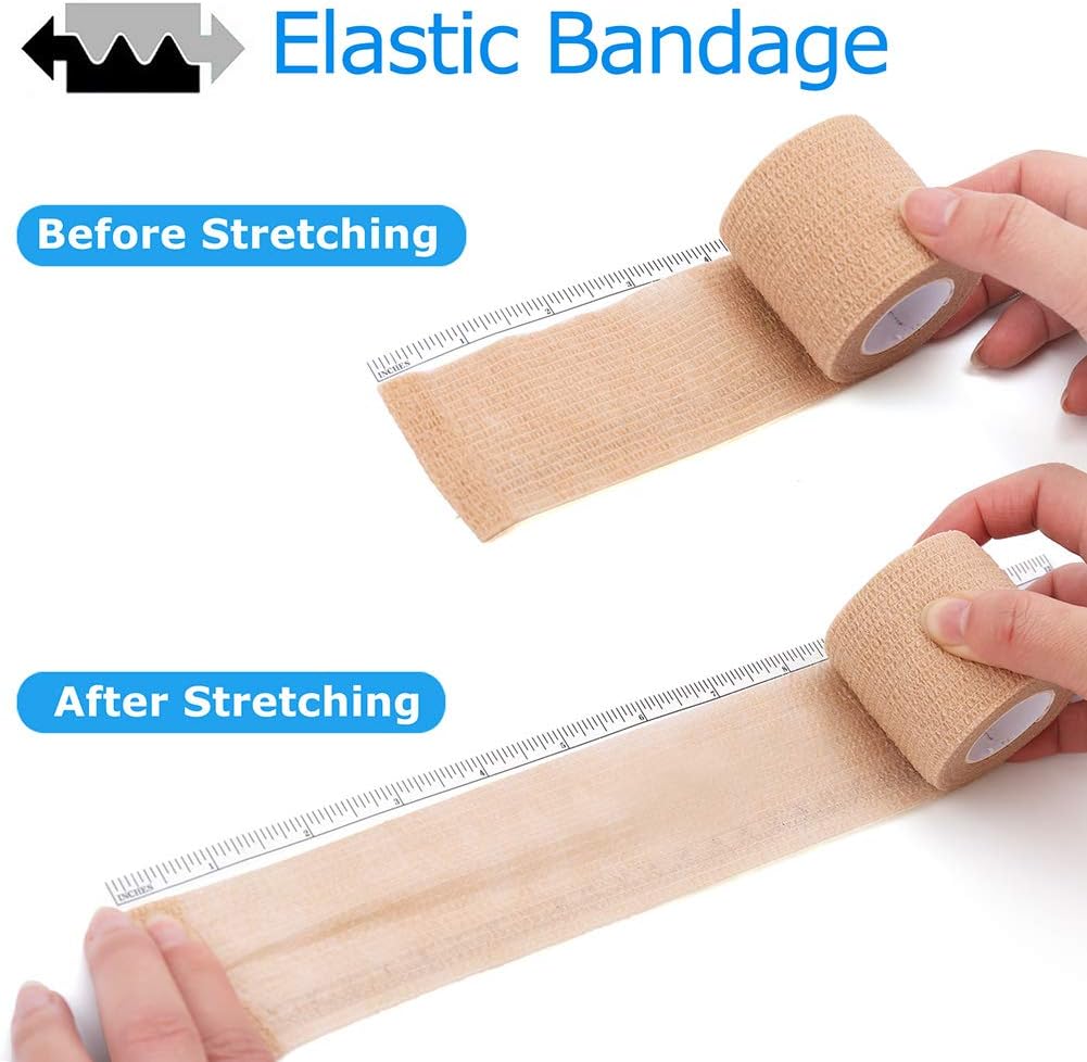10 Pack Self Adherent Bandage Wrap, 2inch x 5 Yards, Self Adherent Wrap, Medical Tape, Self Adhesive Bandage Rolls, Breathable Sports Tape, First Aid Tape for Wrist, Ankle Sprains & Swelling: Health & Personal Care