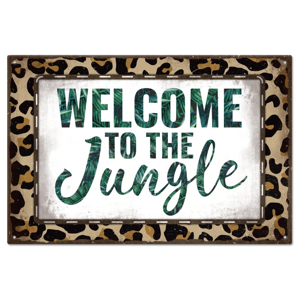GLOBLELAND Vintage Jungle Slogan Text Metal Tin Sign For Garage Man Retro Personalized Signs Garden Cave Signs Art Plaque Poster Wall Decor for Home Kitchen Bar Club 8×12inch