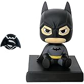 ITUBLE Car Dashboard Decorations Funny Bobbleheads Figures Anime Car Accessories Interior for Men Women Bobble Head Car Dash Board Decor Black Home Desk Ornaments Charm with Phone Holder