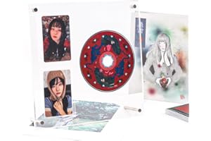 Baskiss Photocard and CD Holder Stand, Acrylic Ablum Standing Display, 66 x 91 mm Card Cares Ultra Clear Trading Cases Protectors for Kpop Photocard Baseball Basketball Card Display (1CD+2Cards)