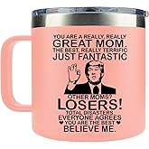 AMAZPRINTS Christmas Gifts For Mom From Daughter, Son - Great Mom Coffee Mug on Birthday, Mothers Day - Christmas Gifts for mom, Wife, Women - 14Oz Stainless Steel Moms Coffee Mug