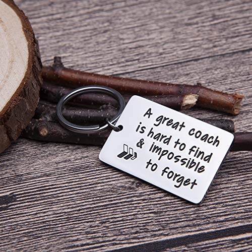 Coach Gifts Keychain for Men Women A Great Coach is Hard to Find Impossible to Forget Best Football Soccer Basketball Swimming Baseball Coach Inspirational Birthday Thanksgiving Cheer Gift Key Charm