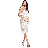 Adrianna Papell Women's Embroidery Sleeveless Dress, Ivory, 18