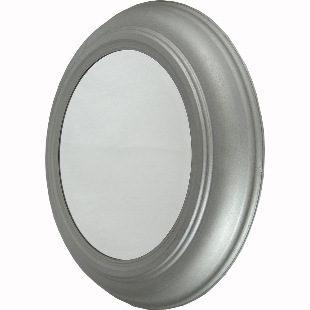 17 Inch Round Galvanized Metal Beveled Mirror Home & Kitchen