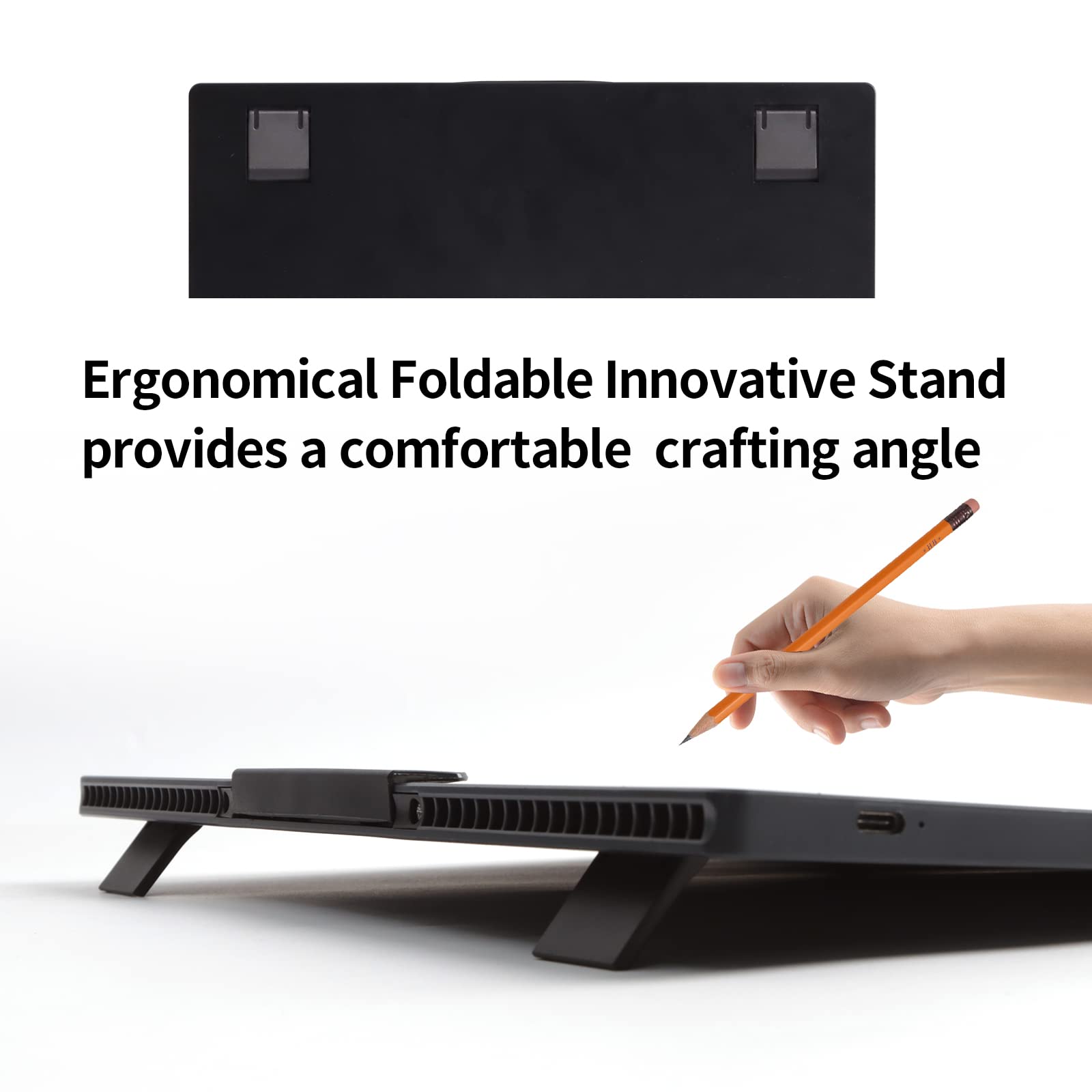 A4 Wireless LED Light Pad with Innovative Stand and Top Clip, TOHETO Rechargeable Battery Powered Light Box Stepless Dimmable 6 Levels Brightness Cordless Light Board for Tracing Weeding Vinyl (Black)