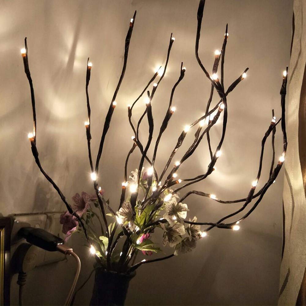 Fantasee 3 Pack 76cm LED Twig Lights Tree Branch Lights Flexible Branch Decoration Light for Home Shop Windows Vase Table Room (Cool White, 3)