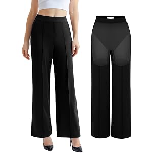 Popilush Women's Built-in Shapewear Dress Pants, Tummy Control, Pockets | 2 in 1 Design, Slacks, Work, Office Outfits, Interv