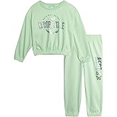 AEROPOSTALE Girls Sweat Suit Set - 2 Piece Soft Fleece Pullover Graphic Crewneck Sweatshirt and Jogger Pants for Girls (4-12)