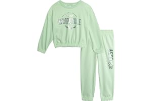 AEROPOSTALE Girls Sweat Suit Set - 2 Piece Soft Fleece Pullover Graphic Crewneck Sweatshirt and Jogger Pants for Girls (4-12)