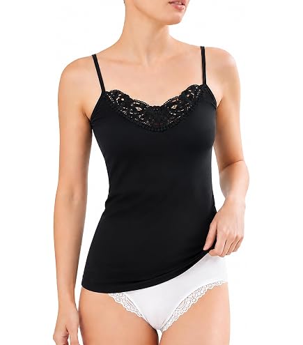 Women's Sexy Ultra Soft Camisole with Lace Trim Cotton Blend Basic