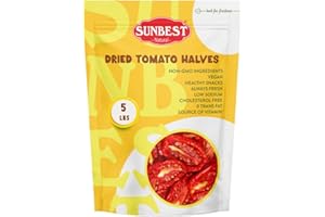 Sunbest Natural - Sun-Dried Tomato Halves, 80 oz (5 lbs) - Intense and Zesty | Moist & Ready to Eat | Convenient Cut for Easy Use | Kosher | Vegan | Keto | Paleo | Naturally Gluten-free, 5 lbs