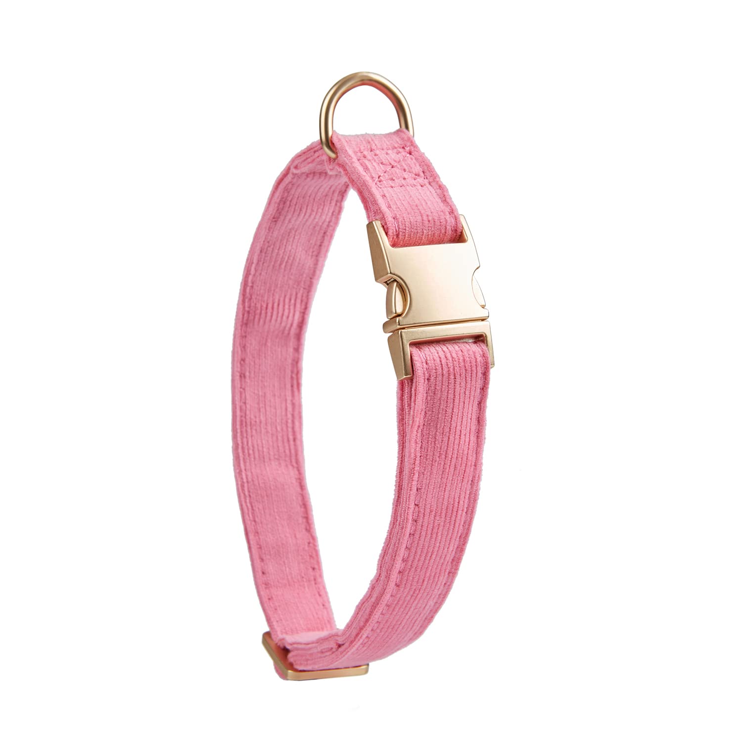 YUDOTE Ultra-soft Dog Collar Natural Cotton Corduroy Made for Medium Dogs with Sensitive Skin,Rosy Pink