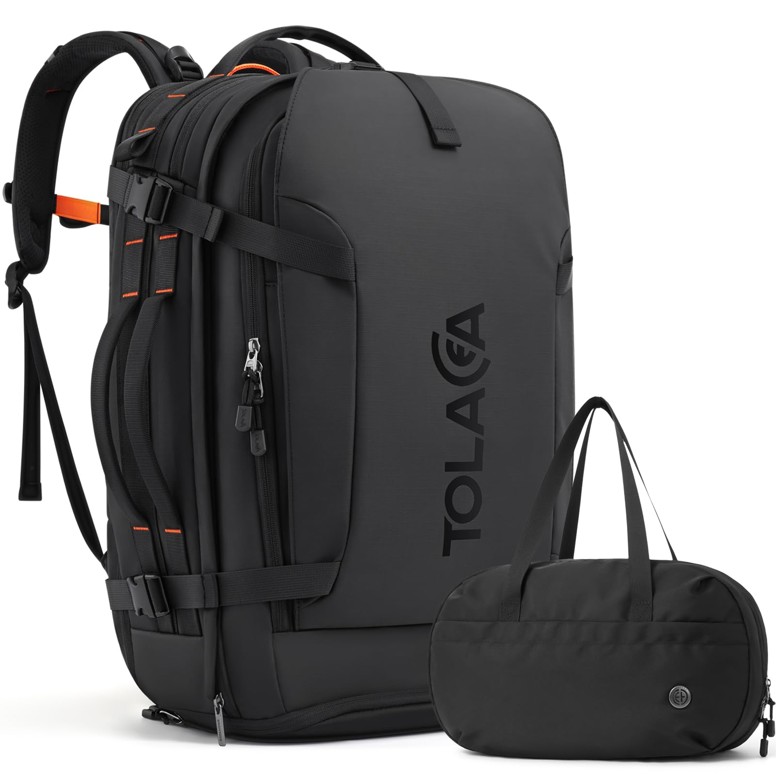 Tolaccea Travel Laptop Backpack, TSA Friendly Flight Approved Carry-on Business Rucksack Work Backpack with Extra Toiletry Bag, Dual Storage for 17.3