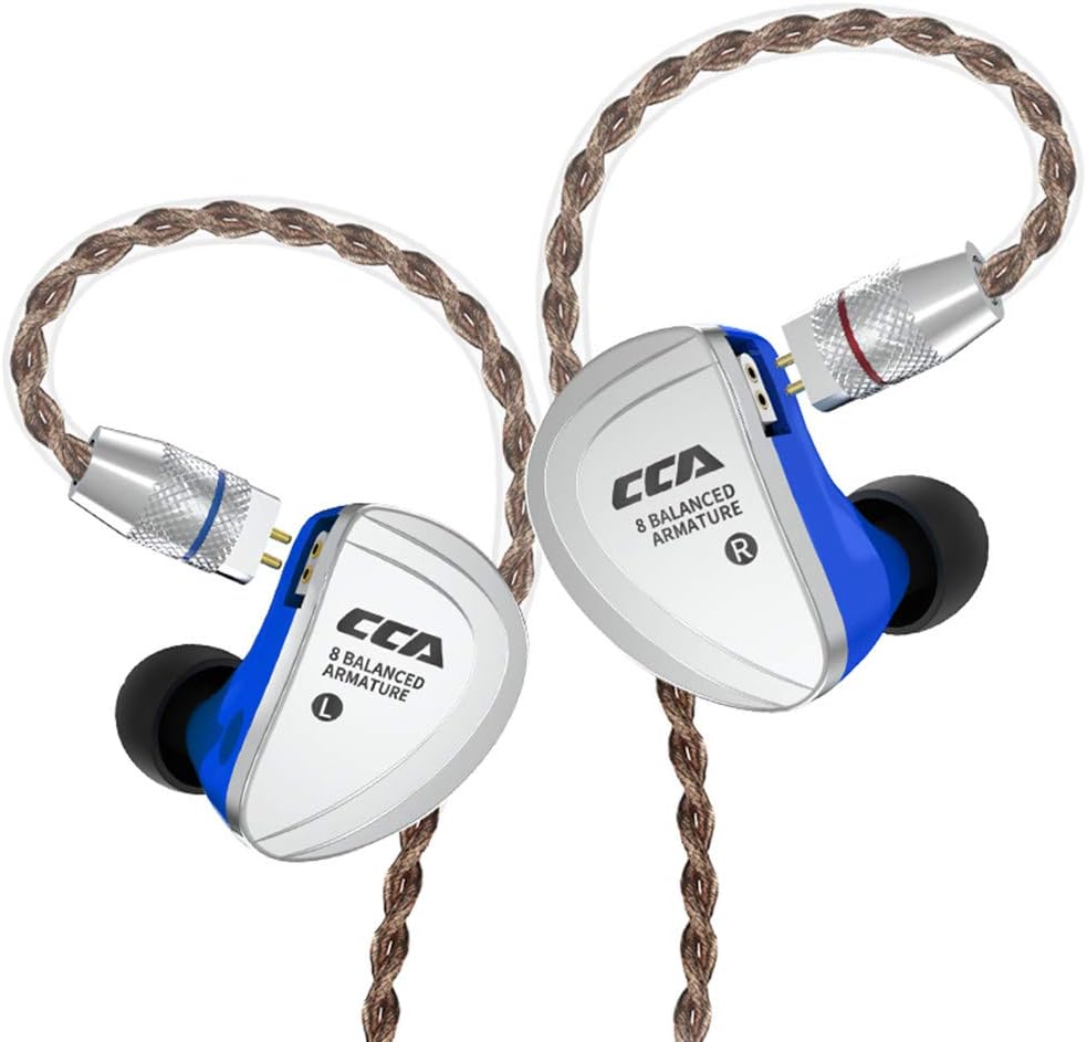 hellodigi CCA-C16 16BA Balance Armatures Drivers Wired Headphone,HiFi in-Ear Audio Monitor Earphones IEM Headphones with Detachable 0.75mm 2pin Cables,Superior Bass HiFi Stereo,No mic