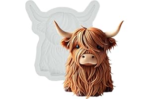 Fondant Mold Highland Cow Farm Animal Cake Topper 3" Tall