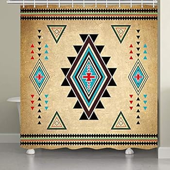 JAWO Southwestern Shower Curtain for Bathroom, Southwest Native American Retro Tribal Navajo Aztec Ethnic Pattern Bathroom Accessories Fabric Bathroom Curtain with Shower Curtain Hooks
