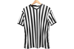 Zjyufy Referee Shirt for Men, Men Black White Stripe Referee Shirt V-Neck Umpire Jersey Uniform for Basketball Football