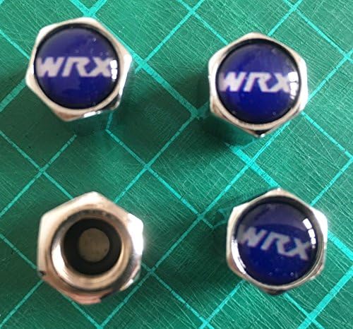 SUBARU IMPREZA WRX LOGO ALLOY WHEEL VALVE CAPS X4 IN BLUE AND SILVER